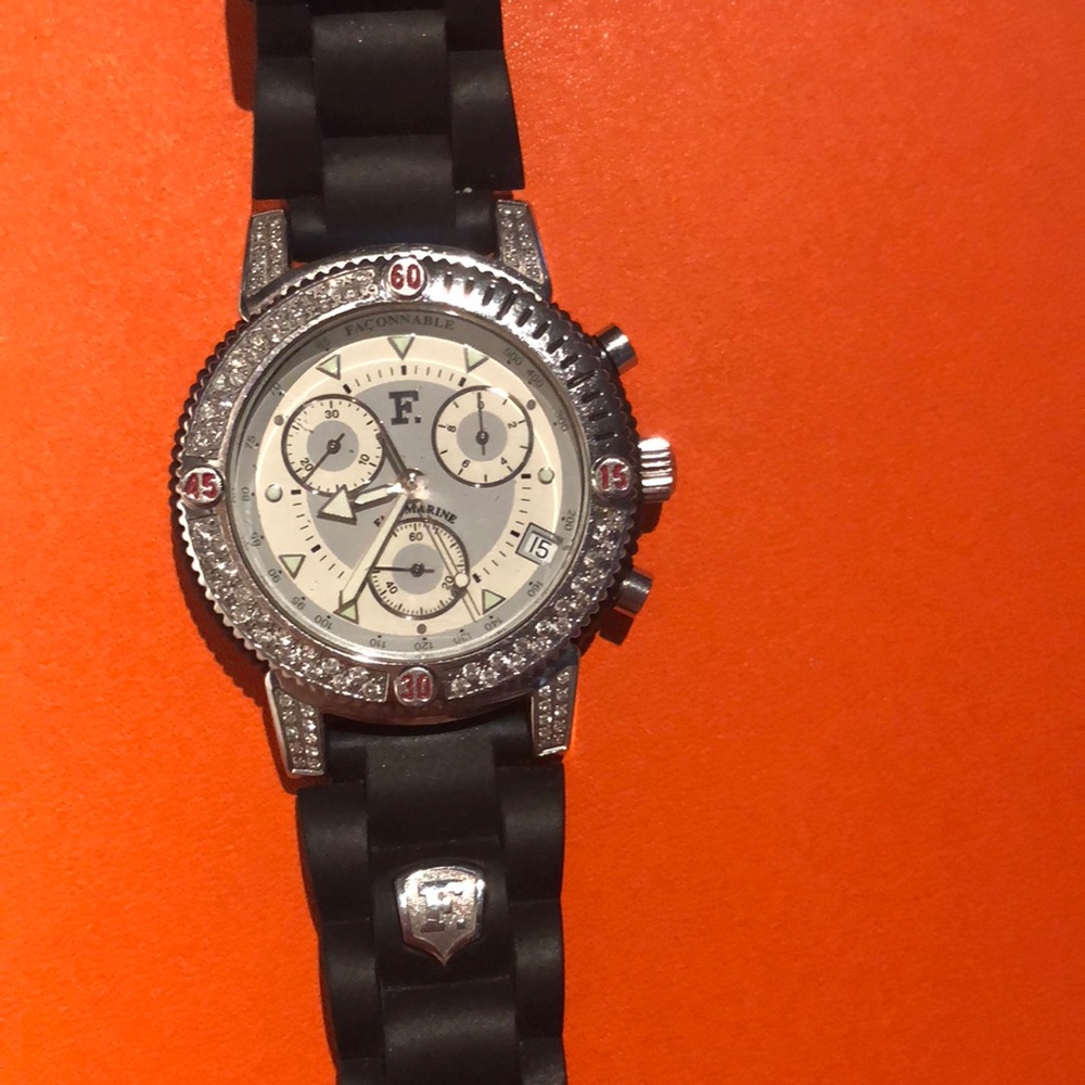 Ladies Faconnable Diamond bezel navy watch
